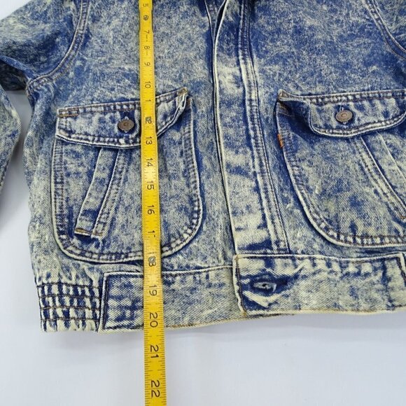 VTG Levis 57511 Trucker Blue Denim Jean Jacket Womens Size M Elastic Waist Acid - Picture 8 of 8